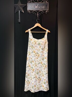 Denver Hayes Floral Butterfly Cottagecore Slip Dress Midi Chemise White XL